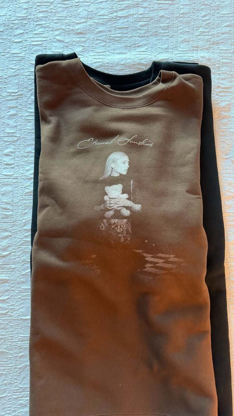 Ariana Grande Eternal Sunshine Tour Teddy Bear Brown Crewneck Sweatshirt